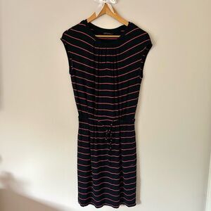 Banana Republic Navy and Coral Stripe Casual Dress
